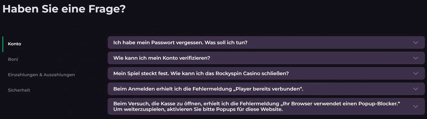 Rockyspin Casino Support und Hilfezentrum